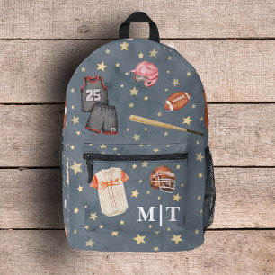 Alle Star Football Baseball Basketball Wasserfarbe Bedruckter Rucksack