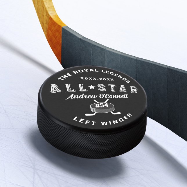 Alle Star Hockey League Spielername Position Eishockey Puck (All-Star Hockey League Player Name Number Position Hockey Puck)