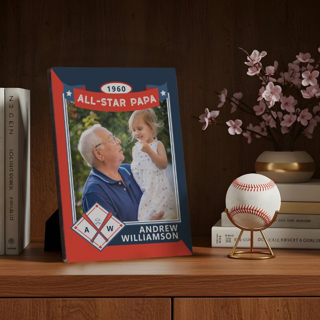 Alle Star Papa Custom Baseball Card Foto behalten Fotoplatte (All Star Papa Custom Baseball Card Photo Keepsake Plaque)