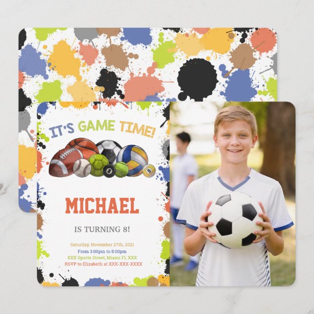 Alle Star Sport Foto Einladungen (Vorne/Hinten)