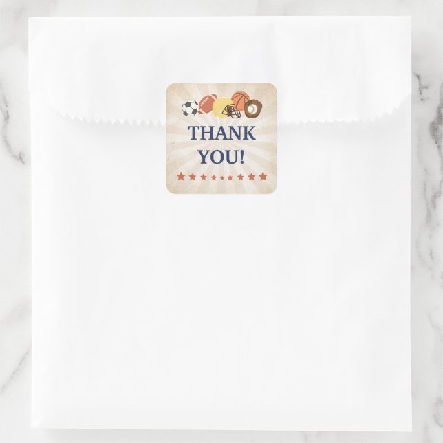 Alle Star Sports Baby Dusche Gefallen Quadratischer Aufkleber (Tasche)