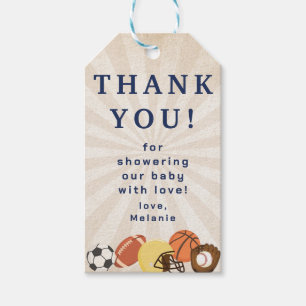 Alle Star Sports Baby Dusche Vielen Dank Geschenkanhänger