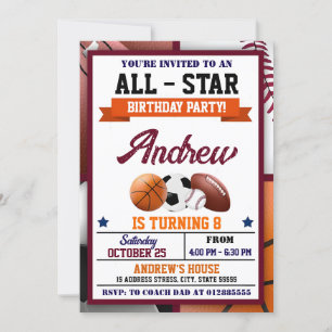 Alle Star Sports Geburtstagsparty Einladung
