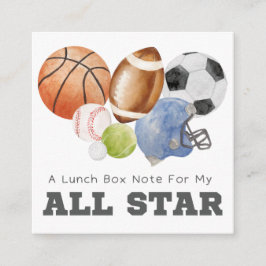 Alle Star Sports Lunch Notes Begleitkarte