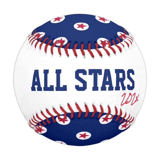 Alle Stars Team Jahr Red White Blue Players Coach Baseball (Rückseite)