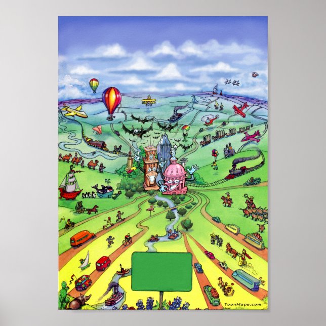 Alle Straßen führen nach Austin Texas Poster (Vorne)