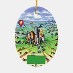 Alle Straßen führen nach Houston Texas Keramikornament