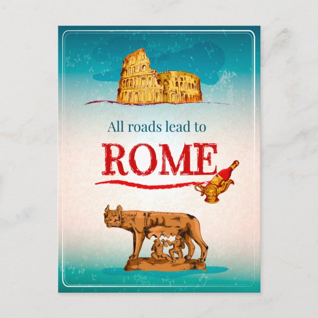 Alle Straßen führen nach Rom Italien Reisen Urlaub Postkarte (Vorderseite)