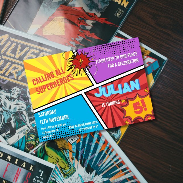 Alle Superheroes Comic Kindergeburtstag rufen Einladung (Von Creator hochgeladen)