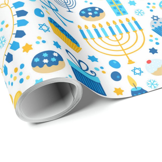 Alle Symbole von Hanukkah Geschenkpapier (Rolleneckpunkt)
