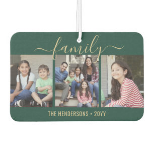 Alle Text 4 Foto-Skriptfamilie Grün und Gold Autolufterfrischer