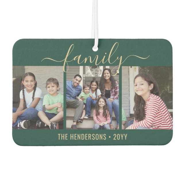 Alle Text 4 Foto-Skriptfamilie Grün und Gold Autolufterfrischer (Vorderseite)