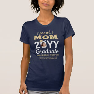 Alle Text & Graduate Foto Navy Blue Gold Proud Mam T-Shirt