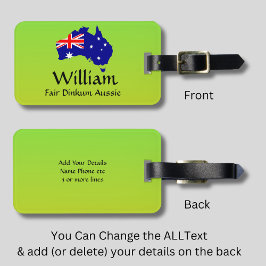 ALLE Texte ändern, Fairness Dinkum Aussie Flag Kar Gepäckanhänger