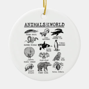 Alle Tiere der Welt Vintages Tiermädchen Keramik Ornament