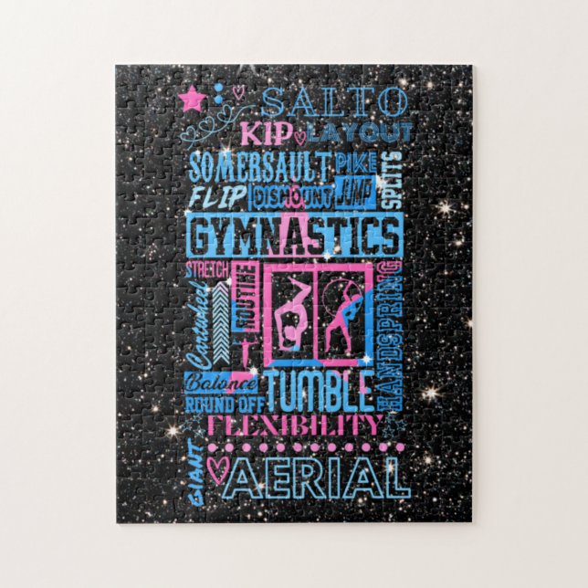 Alle Über Gymnastik Typografie in Rosa und Blau (Vertikal)