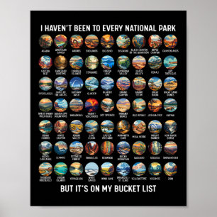 Alle US-Nationalpark-Checkliste Bucket List Of Nat Poster