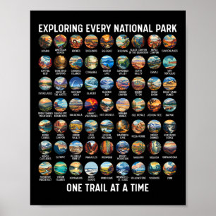Alle Us Nationalpark-Checkliste Bucket List Of Nat Poster