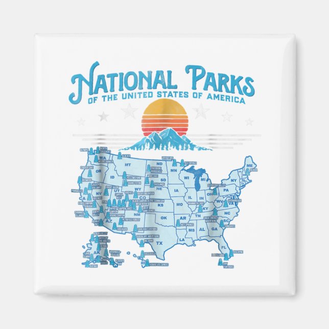 Alle US-Nationalparks Karte Wandern Camping & Road Magnet (Vorne)