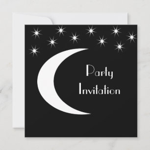 Alle Veranstaltungen Schwarz-Weiß-Mond-Sterne-Part Einladung