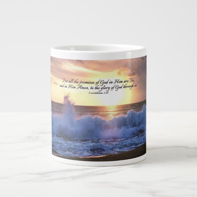 'Alle Versprechen Gottes' Ozean Jumbo-Tasse (Vorderseite)