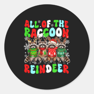 Alle Waschbären-Rentiere Weihnachtsgruppe Santa Re Runder Aufkleber