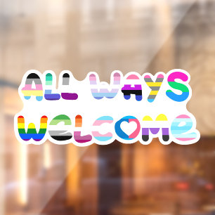 Alle Wege Willkommen LGBTQIA+ Inklusivität que Sto Fensteraufkleber