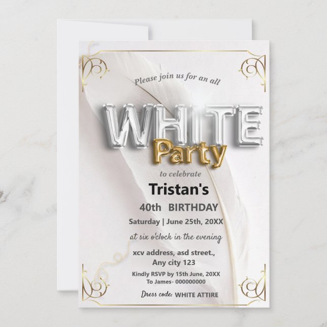 Alle Weißen Affen oder Party Einladung (Vorderseite)