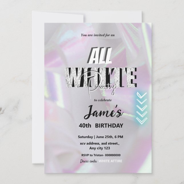 Alle White Affären oder Party Einladungen (Vorderseite)