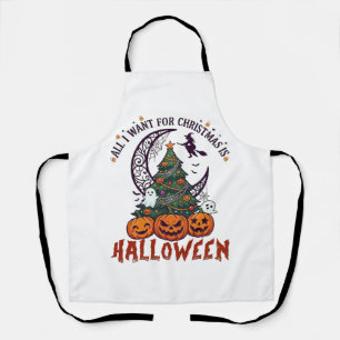 Alle wollen Weihnachten Halloween Baum Kürbisse Ge Schürze