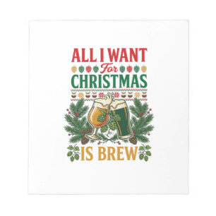 Alle wollen Weihnachtsbrau-Biergläser Tannen-Hopfe Notizblock