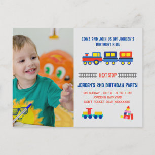 Alle Zugfahrten 2. Geburtstag Einladung Postkarte