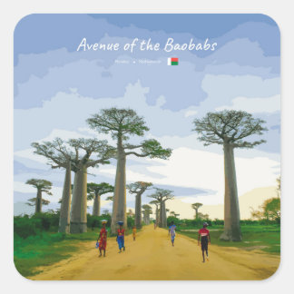 Allee der Baobabs, Madagaskar - Landschaft Quadratischer Aufkleber