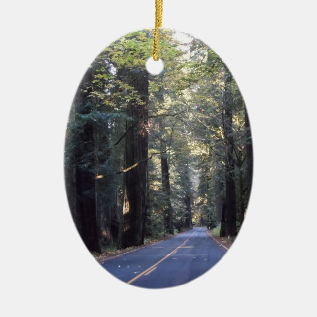 Allee des Rotholz-Staats-Parks Giants Humboldt Keramik Ornament (Vorne)