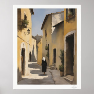 Allee-Figur in der Altstadt auf Leinwand, Dorfstei Poster