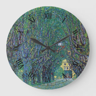 Allee im Schloss Kammer Park von Gustav Klimt Große Wanduhr