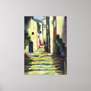Allee in der Altstadt: Impressionistische Wandmale Leinwanddruck