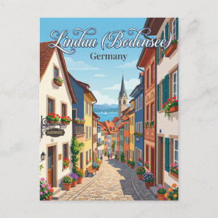 Allee in der Altstadt von Lindau Insel Deutschland Postkarte