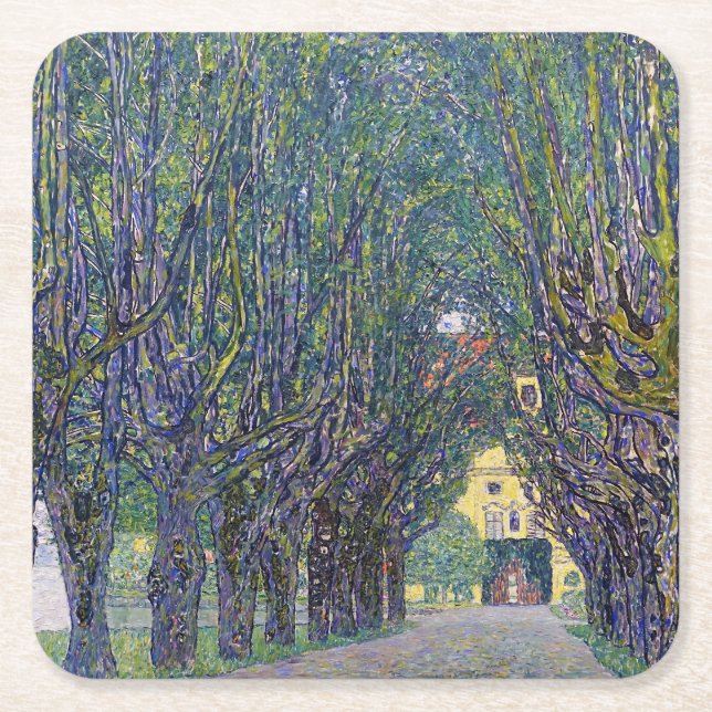 Allee in Schloss Kammer, Gustav Klimt Rechteckiger Pappuntersetzer (Vorderseite)