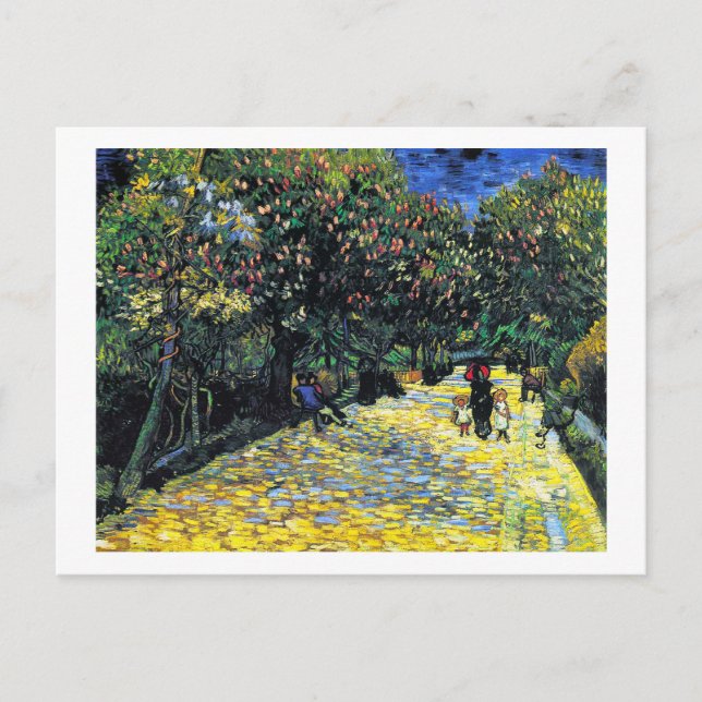 Allee mit blühenden Kastanienbäumen bei Arles Postkarte (Vorderseite)