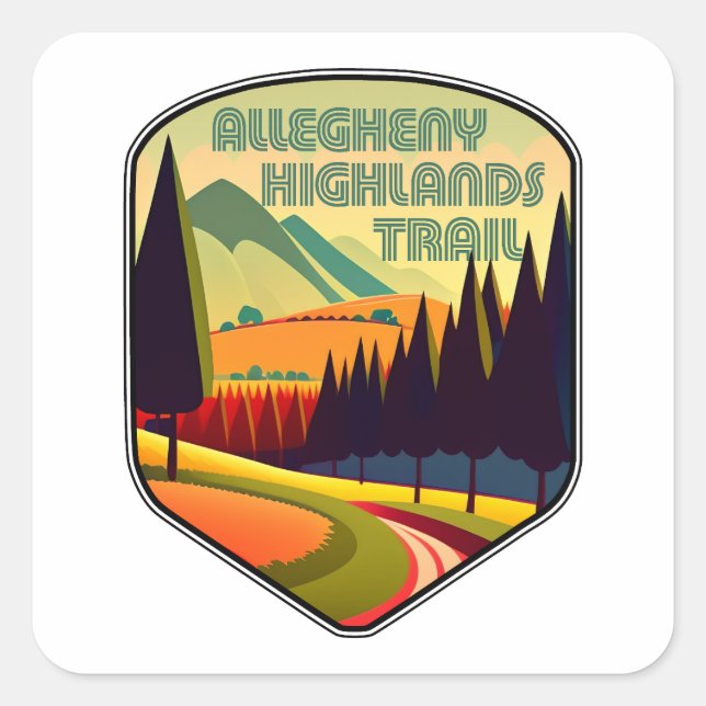 Allegheny Highlands Trail West Virginia Farben Quadratischer Aufkleber (Vorderseite)