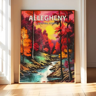 Allegheny National Forest Poster Art Druck, Retro 