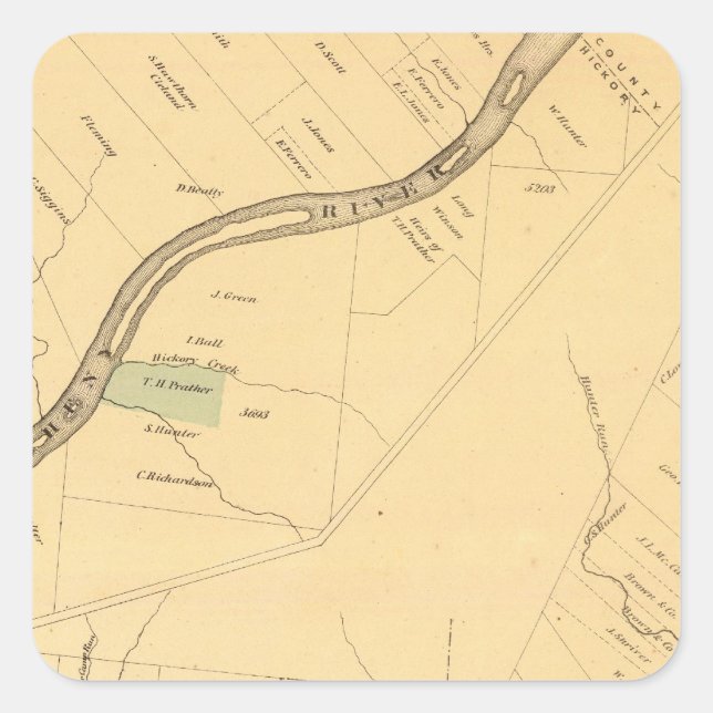 Allegheny River Pa, Karte Quadratischer Aufkleber (Vorderseite)
