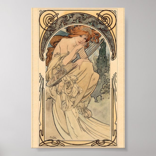 Allegorie de la Musique von Alphonse Mucha T - Shi Poster (Vorne)