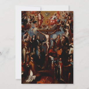 Allegorie der Kreuzigung mit Jesuiten-Heiligen  Feiertagskarte