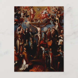 Allegorie der Kreuzigung mit Jesuiten-Heiligen Postkarte