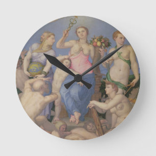 Allegorie des Glückes, c.1567 (Öl auf Kupfer) Runde Wanduhr
