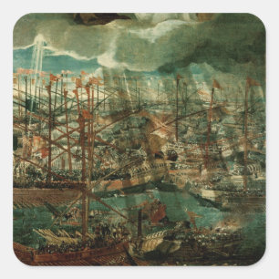 Allegorie des Kampfes von Lepanto Quadratischer Aufkleber