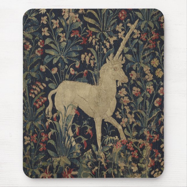 Allegorische "Millefleurs" Tapisserie mit Tieren Mousepad (Vorne)