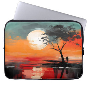 Allein am See – Einsamkeit bei Sonnenuntergang Laptopschutzhülle
